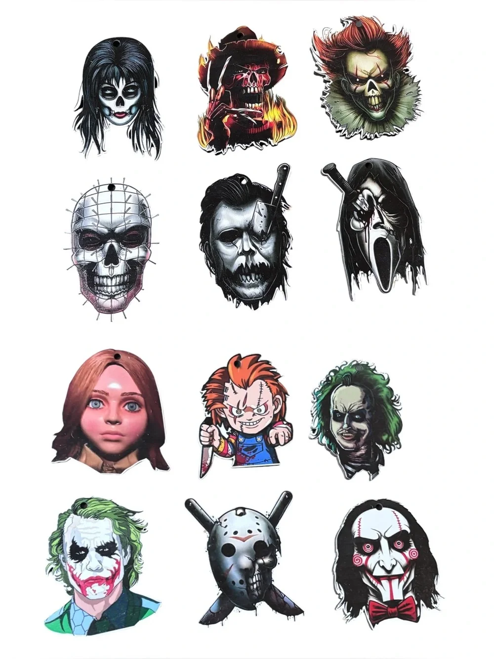 24 Pcs Horror Movie Monsters Hanging Halloween Tree Wood Ornaments Decorations